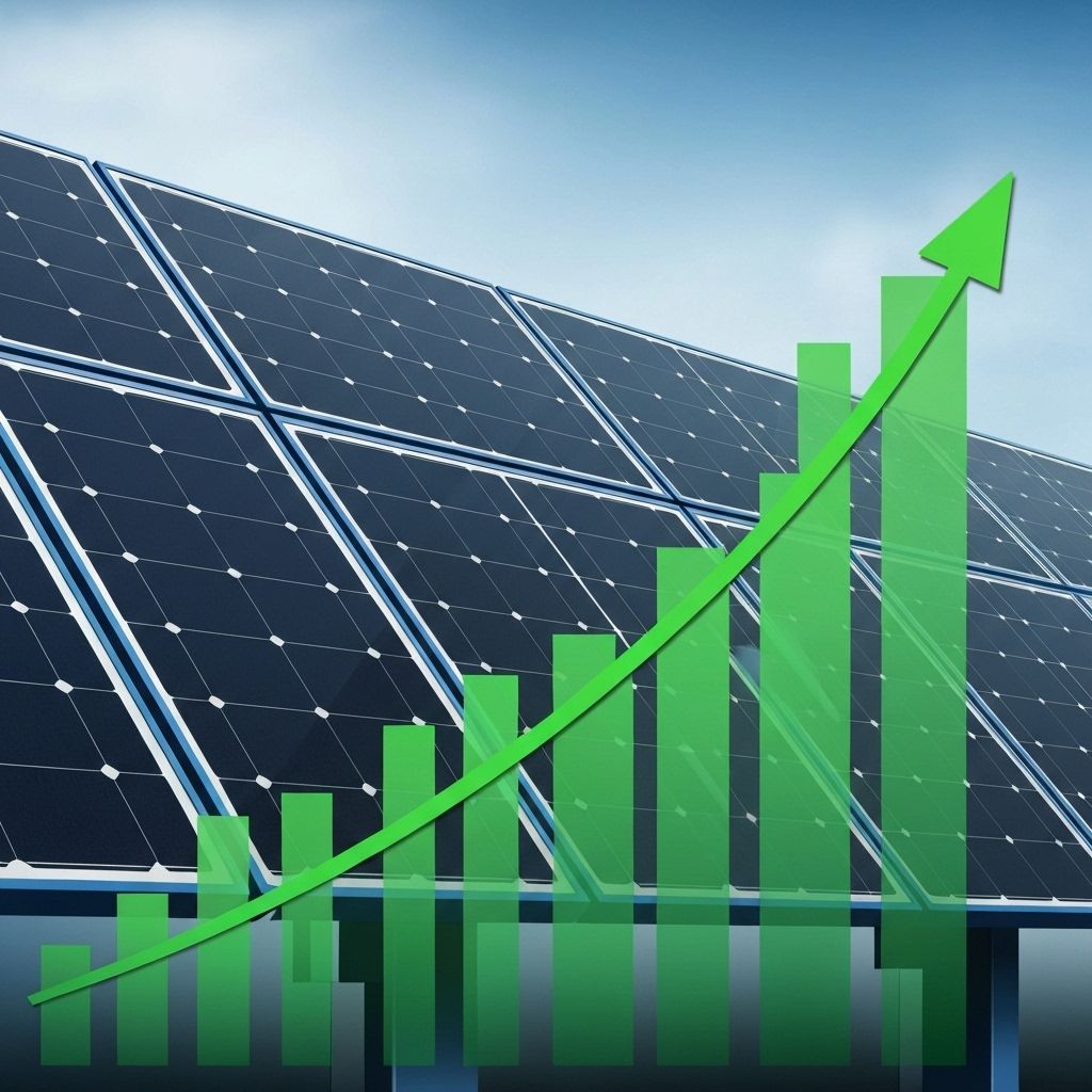Solar panels with growth chart